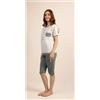 Gary Pigiama calibrato donna mezza manica pinocchietto Gary puro cotone C512CONF, VERDINO