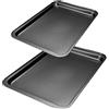 Zinueen Set di teglia antiaderente rettangolare (42,5 x 28 cm + 37,5 x 25,5 cm) - teglia da forno antiruggine per forno, teglia e vassoio, lavabile in lavastoviglie