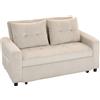 HOMCOM Divano letto 2 posti, rivestimento in velluto a coste, trasformabile in letto, 2 cuscini, tasche laterali, 157 x 190 cm, crema | Aosom Italy