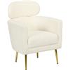 HOMCOM Poltrona da salotto con poggiatesta rimovibile, poltrona crapaud in peluche teddy, piedi in metallo, 71 x 65 x 90 cm, crema | Aosom Italy