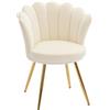 HOMCOM Poltroncina conchiglia sedia da coiffeuse poltroncina in velluto poltrona da salotto con piedi in metallo dorato beige | Aosom Italy