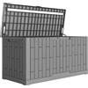 Outsunny Cassapanca 379 L impermeabile richiudibile resistente ai raggi UV effetto legno per giardino 122,5x56x62cm Grigio | Aosom Italy