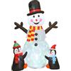 Outsunny Pupazzo di neve e pinguini gonfiabile di Natale da 180 cm con luci LED, decorazione di Natale per interno ed esterno | Aosom Italy