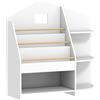 AIYAPLAY Libreria per bambini con 7 ripiani per libri, giocattoli, bordi arrotondati, supporta 40 kg, Bianco | Aosom Italy