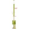 PawHut Tiragraffi da pavimento a soffitto 5 livelli altezza regolabile 220-240 cm piattaforme a fiore con grattatoio cuccia amaca verde | Aosom Italy