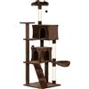 PawHut Albero Tiragraffi per Gatti 180 cm con Piattaforme Letto 2 Tane Amaca Scala Pali in Sisal Marrone | Aosom Italy