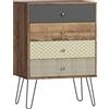 HOMCOM Cassettiera con 4 Cassetti Gambe a Forcella in Acciaio Stile Boho 60x39x86 cm Multicolore | Aosom Italy