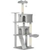 PawHut Albero tiragraffi torre gioco per gatti, piattaforme, cuccie, letto, amaca, scala e graffiatoi in sisal 56x56x180cm grigio | Aosom Italy