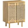 HOMCOM Credenza Bohemien a 2 Ante con Corda Intrecciata a Mano Ripiano Regolabile Apertura a Pressione Rovere 60x40x78 cm | Aosom Italy