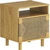 HOMCOM Comodino Bohemien con Porta in Corda di Carta Ripiano Aperto Apertura a Pressione 45x39x50 cm Rovere | Aosom Italy