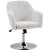 HOMCOM Poltrona da salotto, sedia girevole con altezza regolabile, funzione basculante, cuscino imbottito, 61 x 64 x 80-92 cm, bianco | Aosom Italy