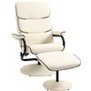 HOMCOM Poltrona relax con poggiapiedi, poltrona TV con schienale reclinabile, girevole a 360° seduta imbottita confortevole, crema | Aosom Italy