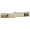 HOMCOM Mobile TV sospeso con cassetto ribaltabile 2 ripiani aperti gestione cavi 120x24x16 cm Legno naturale | Aosom Italy