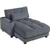 HOMCOM Divano-letto con cuscini, schiuma, trasformabile in letto, portabicchiere, grigio | Aosom Italy