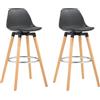 HOMCOM Set 2 Sgabelli Bar in PU Moderni, Sgabelli Cucina Alti con Schienale, Poggiapiedi in Acciaio, Seduta Alta 69 cm Imbottita, Gambe in Legno | Aosom Italy