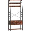 HOMCOM Mobile d'ingresso 6 in 1 appendiabiti barra appendiabiti mensola 2 cassetti 10 ganci 80 x 30 x 180 cm marrone rustico | Aosom Italy