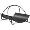Outsunny Portalegna per interni 51 x 38 x 33cm portalegna geometrico con maniglia in metallo, Nero | Aosom Italy