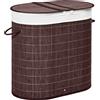 HOMCOM Cesto portabiancheria raccoglibiancheria, capacità 100L, coperchio removibile, 38 cm x 38 cm x 57 cm, Marrone | Aosom Italy