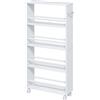 HOMCOM Scaffale multifunzione con ruote, struttura stretta, 4 scomparti, 45x15x91 cm, Bianco | Aosom Italy