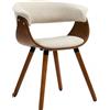 HOMCOM Sedia da pranzo, tessuto effetto lino, schienale curvo, gambe in legno, Beige | Aosom Italy
