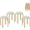 HOMCOM Sgabelli imbottiti set da 4, impilabili, superficie verniciata, gambe in legno, bianco crema | Aosom Italy