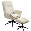 HOMCOM Poltrona imbottita girevole con poggiapiedi, moderno recliner per soggiorno, camera da letto, home office, Beige | Aosom Italy