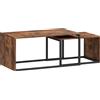 HOMCOM Set 2 pezzi tavolini, tavolino da salotto, tavolino laterale, pannello truciolare, metallo, 90 x 48 x 42 cm/59 x 42 x 36 cm, Nero+Marrone | Aosom Italy