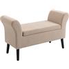 HOMCOM Panca imbottita con contenitore, panca con cassettone e braccioli, altezza seduta 46 cm, poliestere effetto velluto, 111,5 x 41 x 65 cm, Beige | Aosom Italy