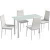 HOMCOM Set 5 pz. Set sala da pranzo Tavolo con 4 sedie, design moderno, tavolo in vetro, bianco | Aosom Italy