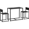 HOMCOM Set tavolo alto 3 pezzi 3 pezzi, 2 sedie, 1 tavolo, 90 cm x 47 cm x 76 cm, Nero | Aosom Italy