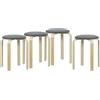 HOMCOM Sgabelli imbottiti set da 4, impilabili, superficie verniciata, gambe in legno, Grigio | Aosom Italy