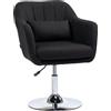 HOMCOM Sedia girevole, sedia da ufficio regolabile in altezza, poliestere effetto lino, metallo, 60 x 60 x 79-91 cm, Nero | Aosom Italy