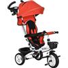 HOMCOM Triciclo 6-in-1 per bambini con maniglia di spinta, tettuccio, cintura, cestino portaoggetti, 18+ mesi, rosso | Aosom Italy