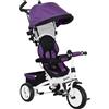 HOMCOM Triciclo 6-in-1 con barra spingibile, cappottina, cintura, cestino portaoggetti, per 1-5 anni, Blu | Aosom Italy