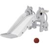 AIYAPLAY Scivolo 3-in-1 per bambini, forma giraffa, canestro da basket, palla, Grigio | Aosom Italy