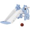 AIYAPLAY Scivolo per Bambini con Scaletta, Canestro da Basket e Pallone, Design Giraffa, per Bambini 1-3 Anni, Blu | Aosom Italy
