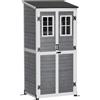 Outsunny Capanno deposito da giardino, capanno per attrezzi con 2 finestre, picchetti per il terreno, tetto in asfalto, 91 x 69 x 192 cm, legno di abete, Grigio chiaro | Aosom Italy
