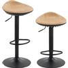 HOMCOM Set di 2 sgabelli da bar, sedie da bar regolabili in altezza con poggiapiedi, girevoli 360°, base in acciaio, rovere | Aosom Italy