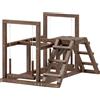 PawHut Area giochi in legno, Posatoio in legno per galline, con altalena, scala, piattaforme, 82 x 60 x 55 cm, marrone | Aosom Italy