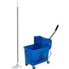 HOMCOM Secchio per lavaggio con strizzatore, pannello separatore e ruote Capacità 20 L per pulizia domestica 45x26,5x70 cm Blu | Aosom Italy