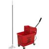 HOMCOM Secchio per mocio con strizzatore, pannello separatore e ruote Capacità 20 L per pulizia domestica 45x26,5x70 cm Rosso | Aosom Italy