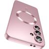 LEKEVO Magnetic for Samsung Galaxy S25 Plus Case [Compatible with MagSafe][Built-in Camera Lens Protector] Slim Soft Silicone Bumper Shockproof Metallic Luster Phone Shell (Rose Gold)