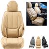 VEVOR Coprisedili Universali per Auto Sedili Anteriori 6 Pezzi Coprisedili in Ecopelle, Disegno completamente chiuso, con Poggiatesta Rimovibile, Airbag, per Maggior Parte delle Auto SUV Camion, Beige
