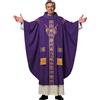 ANDHOM Clero Eleganza Chiesa Paramenti per Sacerdoti Cattolici Casula Messa Girocollo Robe con Stola Pastore, bianco, taglia unica