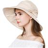 Comhats - Cappello parasole pieghevole, da donna, con tesa larga, UPF 50+ 69038_beige. S