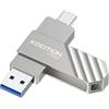 KOOTION Chiavetta USB 128 GB Cle USB C 3.2 Chiave USB 128 GB OTG Fino a 400 MB/s 2 in 1 Doppio Connettori Esterni SSD Metallo per Type-C-iPhone/Android-Smartphone/Tablet/Mac/PC, Argento