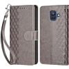KENHONER Compatibile Cover con Samsung Galaxy A6 2018,Premium Pelle PU Portafoglio Flip Libro Custodia Cover per Samsung A6 2018 [Protezione Completa] (Grigio)