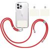 TBOC Cordino Catenella Laccio Strap Porta Cover [Rosso] + 2 Toppe di Fissaggio aggiuntive [Bianco Ice] Telefono Cellulare Collo - Tracolla Catenina cordini Cellulari Telefoni Universale Laccetti