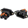 RUNCCI-YUN 2 Pezzi connettori presa di alimentazione 3 pin IEC C14 (impugnatura arancione) C14 Adattatore per spina per montaggio a pannello,250V 10A,foro filettato(nera)