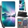 PHINIENLAND Cover per Samsung Galaxy S25 Ultra custodia portafoglio Aurora | 3 scomparti carte, 1 tasca banconote, Chiusura magnetica, Supporto, Pelle PU flip cover per Samsung S25 Ultra